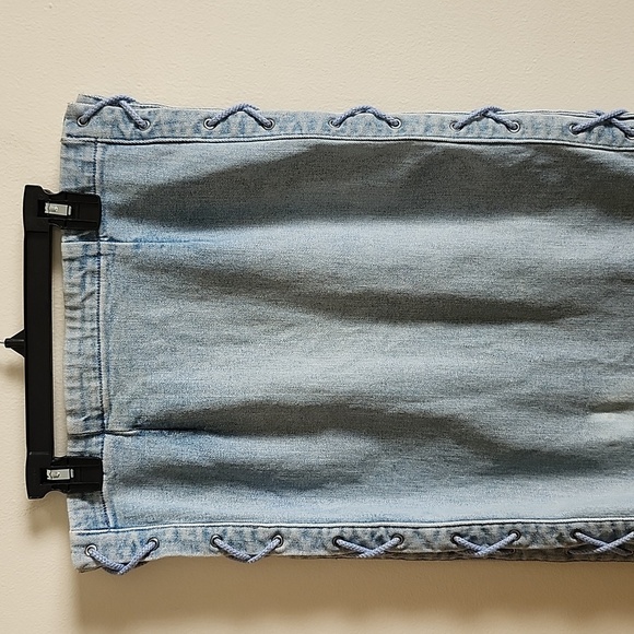 Revolve GRLFRND Crystal Lace Up Skirt in color beat drop sexy midi jean skirt - Picture 4 of 12